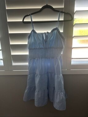 Lulu's Light Blue and White Striped Mini Dress